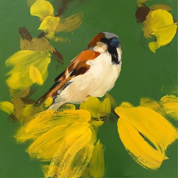 Sparrow in racing green with yellow