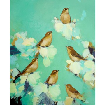 Heidi Langridge print Warblers in green p1