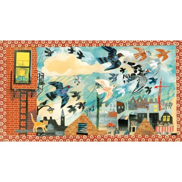 Mark Hearld print Patchwork Pigeons p1